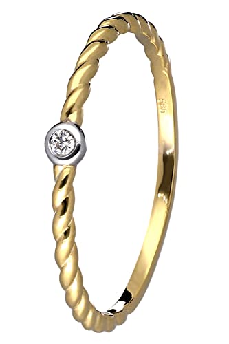 trendor Damen Brillantring Gold 585/14K Diamantring wunderschöner Ring aus Echtgold für Frauen, zauberhafte Geschenkidee 41566-50 Ringgröße 50/15,9 von trendor