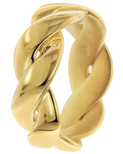 trendor Damenring mit Zopfmuster Gold auf Silber 925 modischer Ring für Frauen, zauberhafte Geschenkidee und elegantes Accessoire, 68054-56 Ringgröße 56/17,8 von trendor