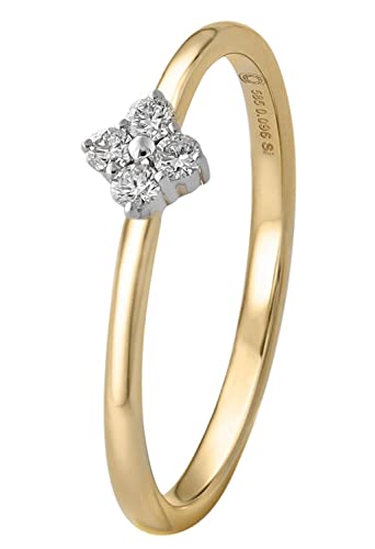 trendor Diamant-Ring für Damen 585 Gold Brillantring zauberhafter Ring aus Echtgold für Frauen, edle Geschenkidee 51752-56 Ringgröße 56/17,8 von trendor