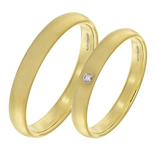 trendor Eheringe Paar Gold 375 Trauring-Set Diamant inklusive Wunsch-Gravur 2002 Damenring 54 & Herrenring 60 von trendor