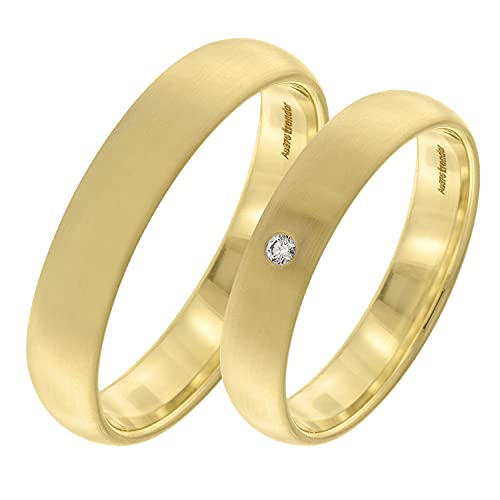 trendor Eheringe Paar Gold 375 Trauring-Set Diamant inklusive Wunsch-Gravur 7002 Damenring 50 & Herrenring 60 von trendor