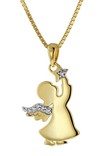 trendor Engel Anhänger Gold 333 / 8K + goldplattierte Silberkette zauberhafter Halsschmuck für Damen, diese Halskette ist eine tolle Geschenkidee, 51372 von trendor