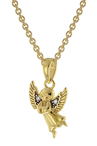 trendor Engel Anhänger Gold 333 / 8K + vergoldete Silber-Halskette Halsschmuck für Mädchen und Jungen, liebevolle Geschenkidee für Kids, 51144-40 40 cm von trendor