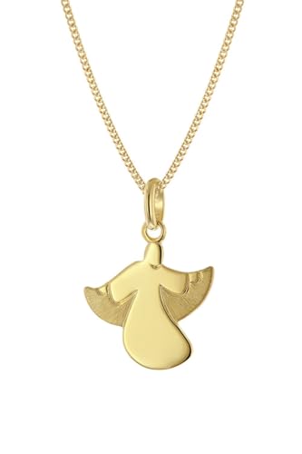 trendor Engel-Anhänger Gold 375 / 9K mit vergoldeter Silberkette zauberhafter Halsschmuck für Damen, edles Accessoire und schöne Geschenkidee 68048-45 45 cm von trendor