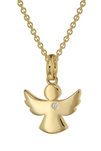 trendor Engel Anhänger mit Diamant Gold 585 + plattierte Silberkette 39401-40 40 cm von trendor