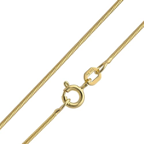 trendor Feine Schlangenkette 925 Silber Vergoldet Kette Damen 1,1 mm zauberhafter Halskette für Frauen, elegante Geschenkidee 15695-40 40 cm von trendor