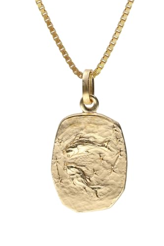 trendor Fische Sternzeichen Gold 333 / 8K mit vergoldeter Silberkette Tierkreiszeichen Anhänger für Damen oder Herren, zeitloser Halsschmuck 15382-03-40 40 cm von trendor