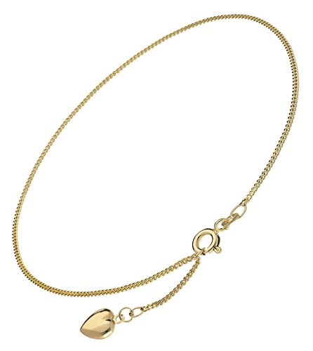 trendor Fußkettchen Gold 333 Fußkette mit Herz-Anhänger modischer Fußschmuck für Damen, Kette aus Echtgold, schöne Geschenkidee für Frauen, 15291 von trendor