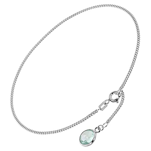 trendor Fußkette 925 Sterlingsilber Mit Hellblauem Quarz modischer Fußschmuck für Damen, feine Kette aus Silber, 51334 von trendor