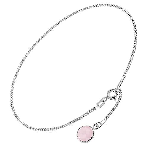 trendor Fußkette 925 Sterlingsilber Mit Rosé Quarz modischer Fußschmuck für Damen, feine Kette aus Silber, 51332 von trendor