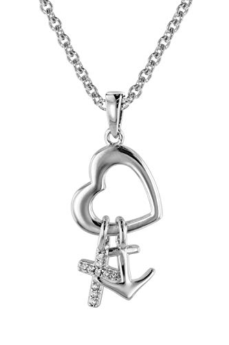 trendor Glaube Liebe Hoffnung Anhänger mit Halskette Silber 925 modischer Silberschmuck für Damen, diese Kette ist eine tolle Geschenkidee 39434-45 45 cm von trendor