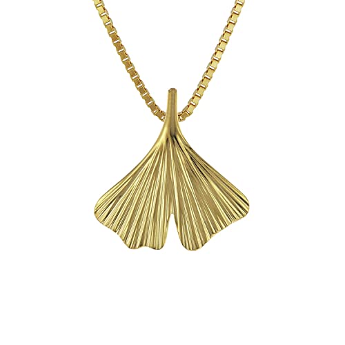 trendor Ginkgo-Blatt mit Venezianer Halskette Gold 333/8 Karat modischer Halsschmuck für Damen, wunderbare Geschenkidee für Frauen, 08950-42 42 cm von trendor