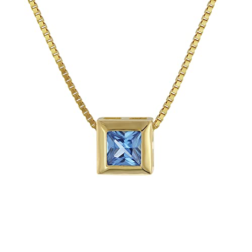 trendor Gold-Anhänger 333 mit blauem Zirkonia + goldplattierte Kette Goldschmuck für Damen, zauberhafte Geschenkidee, 51700-03-40 40 cm von trendor