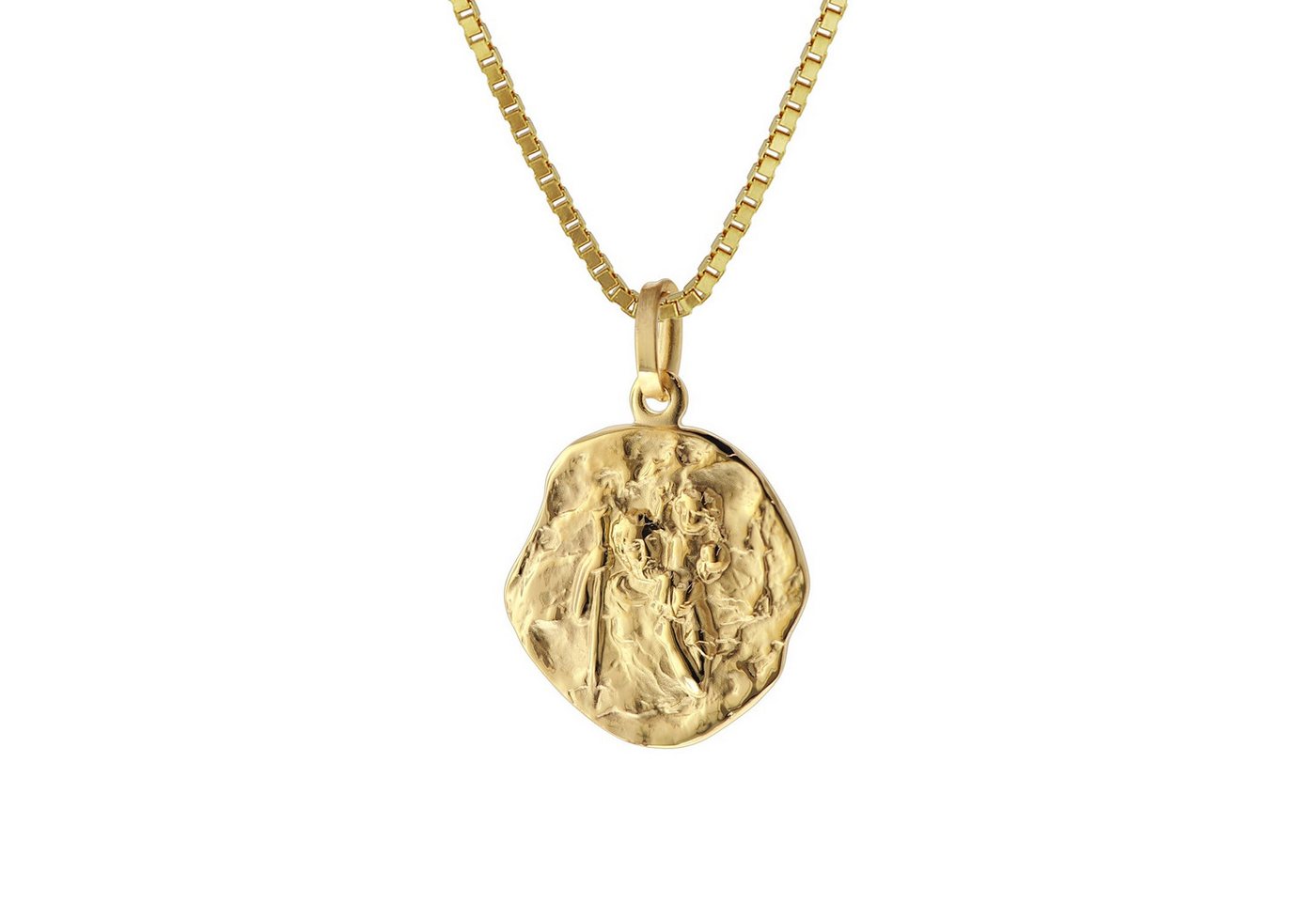 trendor Kette mit Anhänger Christophorus Anhänger Gold 333/8 Kt. mit Goldplattierter Kette von trendor