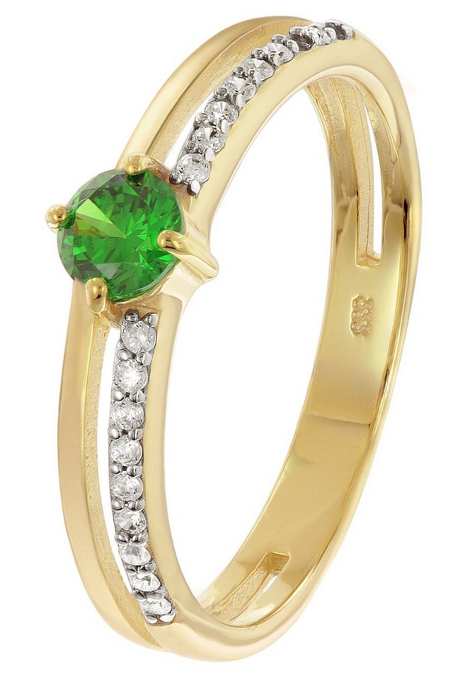 trendor Goldring DamenGold 333/8K mit synthetischem Smaragd und Zirkonias von trendor