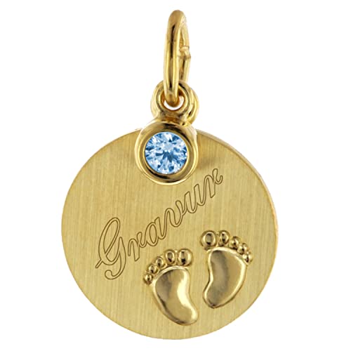 trendor Gravur-Anhänger 333 Gold Ø 12 mm mit blauem Einhänger inklusive Wunsch-Gravur Gravurschmuck aus Echtgold, Schmuckstück für Mädchen und Jungen, 51103 von trendor