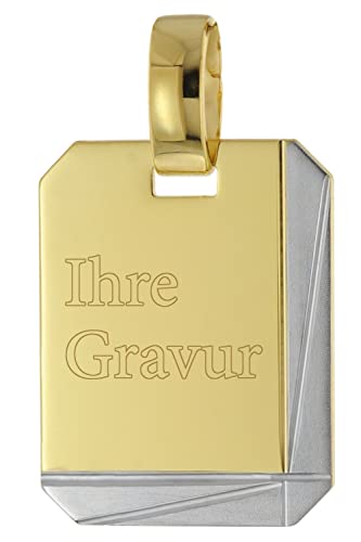 trendor Gravur-Anhänger Gold 333 / 8K Bicolor inklusive Wunsch-Gravur Gravurschmuck aus Echtgold, zauberhaftes Schmuckstück für Damen, Geschenkidee, 51824 von trendor