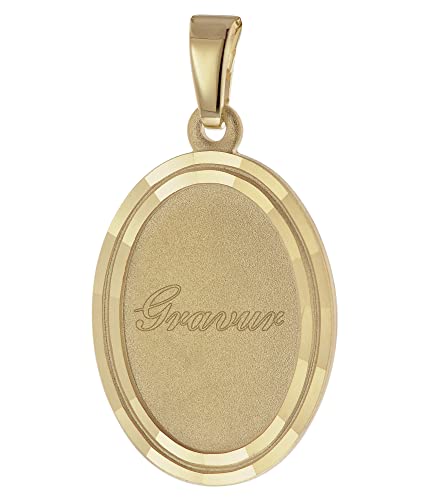 trendor Gravur-Anhänger Oval Gold auf 925 Silber 18 mm inklusive Wunsch-Gravur eleganer Gravurschmuck, Schmuckstück für Frauen, 41854 von trendor