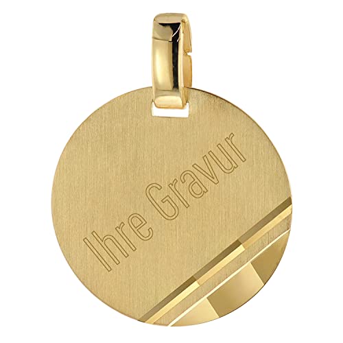 trendor Gravur-Anhänger für Damen und Herren Gold 333/8K Ø 16 mm inklusive Wunsch-Gravur Gravurschmuck aus Echtgold, Schmuckstück für Damen und Herren, 51797 von trendor