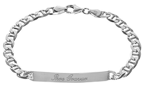 trendor Gravur-Armband für Herren 925 Silber Panzersteg Kette 21 cm inklusive Wunsch-Gravur Gravurschmuck aus Sterlingsilber für Männer, Geschenkidee, 35675 von trendor