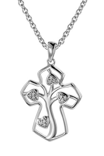trendor Halskette mit Anhänger Silber 925 Kreuz mit Lebensbaum 08820 von trendor