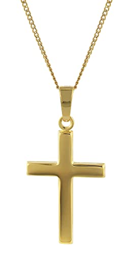 trendor Halskette mit Kreuz Gold 333/8K Kreuzanhänger 21 mm zeitloser Halsschmuck für Damen und Herren, elegante Geschenkidee, 41902-42 42 cm von trendor