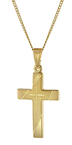 trendor Halskette mit Kreuzanhänger Gold 333/8K Kreuz 21 mm zeitloser Halsschmuck für Damen und Herren, elegante Geschenkidee, 41906-42 42 cm von trendor