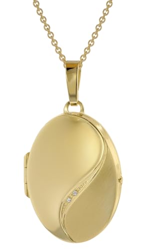 trendor Halskette mit Medaillon-Anhänger Silber 925 gold plattiert 39660-50 50 cm von trendor