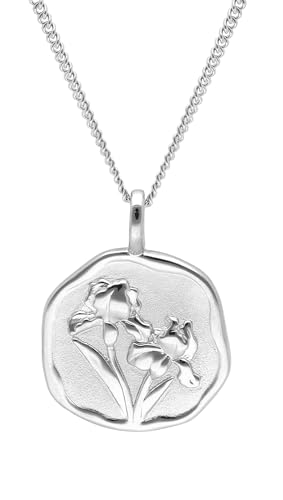 trendor Halskette mit Monatsblume Februar 925 Silber Rhodiniert zauberhafter Halsschmuck für Damen, edles Accessoire und schöne Geschenkidee 68000-02-40 40 cm von trendor