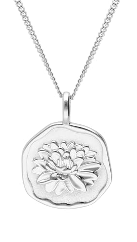 trendor Halskette mit Monatsblume Juli 925 Silber Rhodiniert zauberhafter Halsschmuck für Damen, edles Accessoire und schöne Geschenkidee 68000-07-40 40 cm von trendor