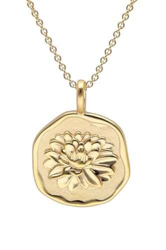 trendor Halskette mit Monatsblume Juli 925 Silber Vergoldet zauberhafter Halsschmuck für Damen, edles Accessoire und schöne Geschenkidee 68002-07-40 40 cm von trendor