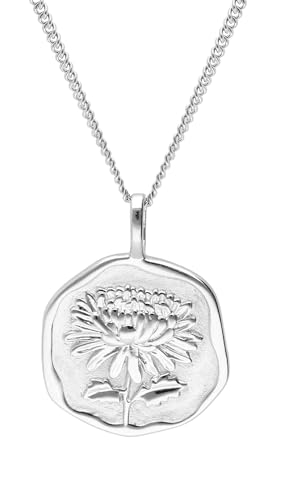 trendor Halskette mit Monatsblume November 925 Silber Rhodiniert zauberhafter Halsschmuck für Damen, edles Accessoire und schöne Geschenkidee 68000-11-45 45 cm von trendor