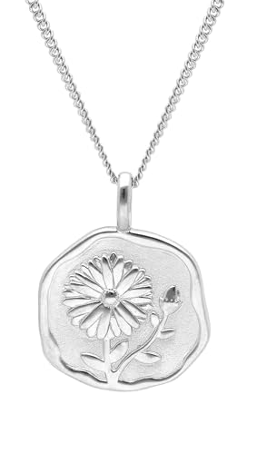 trendor Halskette mit Monatsblume September 925 Silber Rhodiniert zauberhafter Halsschmuck für Damen, edles Accessoire und schöne Geschenkidee 68000-09-45 45 cm von trendor