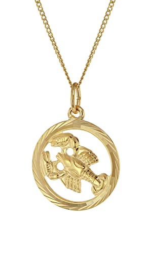 trendor Halskette mit Sternzeichen Krebs 333 Gold Ø 16 mm klassischer Tierkreiszeichen Anhänger für Damen oder Herren, zeitloser Halsschmuck 41980-07-40 40 cm von trendor