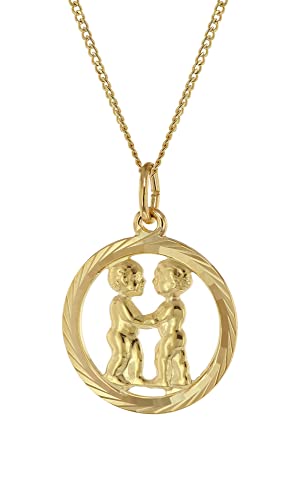 trendor Halskette mit Zwilling Sternzeichen 333 Gold Ø 16 mm 41980-06-50 50 cm von trendor