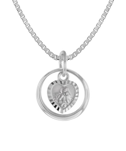 trendor Taufkette 925 Silber Taufring mit Engelherz zauberhafter Taufschmuck für Mädchen, Jungen oder Mütter, tolle Geschenkidee zur Taufe, 39577-38 38 cm von trendor