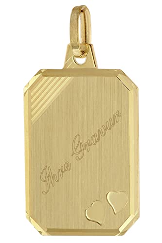 trendor Anhänger mit Namensgravur und Herzen Gold 333/8K Größe 18x14 mm inklusive Wunsch-Gravur Gravurschmuck aus Echtgold, Schmuckstück für Männer, 41056 von trendor