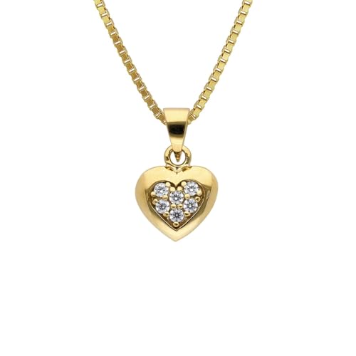 trendor Herz-Anhänger Gold 333 mit Zirkonia + vergoldete Silberkette 41552-40 40 cm von trendor