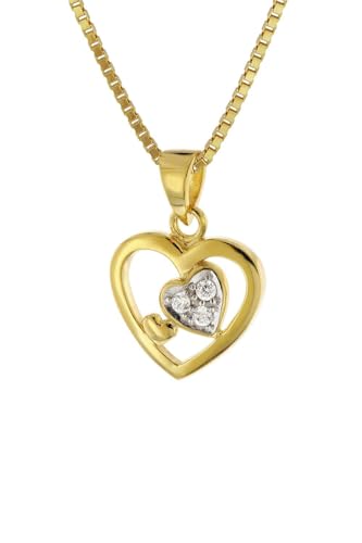 trendor Herz-Anhänger für Mädchen Gold 333/8K mit goldplattierter Kette wunderschöner Halsschmuck für Kinder, liebevolle Geschenkidee, 41491-40 40 cm von trendor