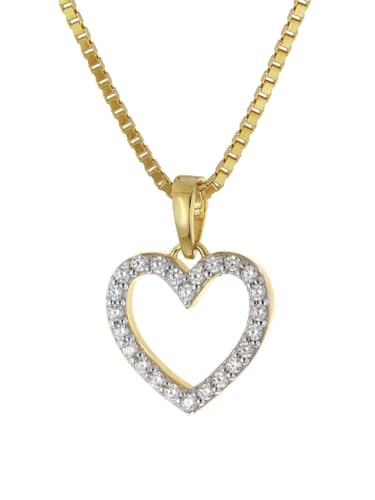 trendor Herz-Anhänger für Mädchen Gold 333 / 8K + vergoldete Silberkette 15910-42 42 cm von trendor