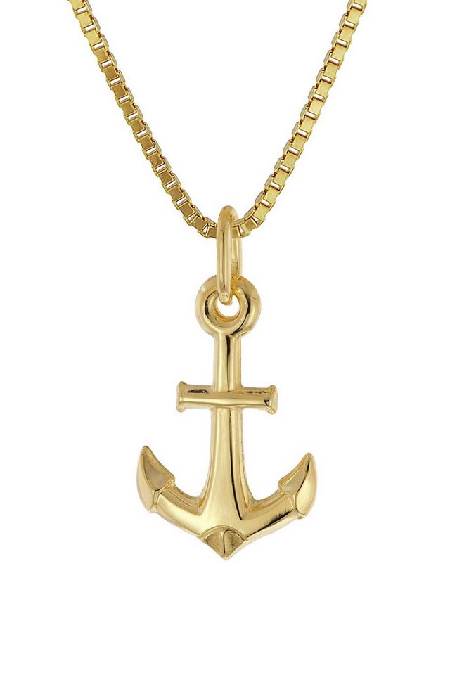 trendor Kette mit Anhänger Anker-Anhänger Gold 333/8K mit Vergoldeter Silberkette von trendor