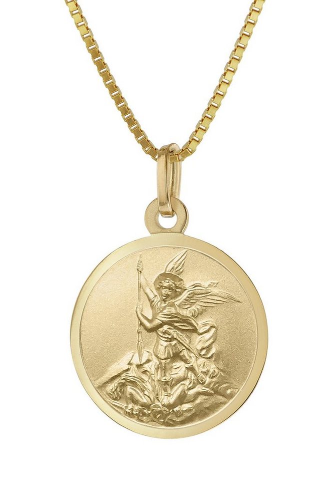 trendor Kette mit Anhänger Erzengel Michael Anhänger Gold 333 an goldplattierter Kette von trendor