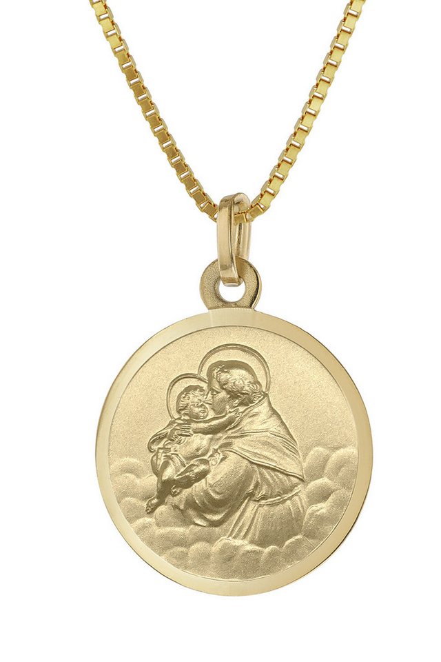 trendor Kette mit Anhänger Heiliger Antonius Anhänger Gold 333 an goldplattierter Kette von trendor