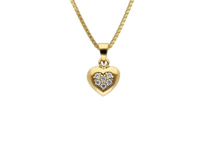 trendor Kette mit Anhänger Herz-Anhänger Gold 333 mit Zirkonia + vergoldete Silberkette von trendor