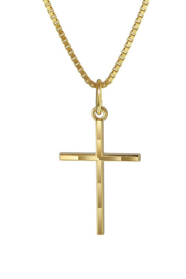 trendor Kette mit Anhänger Kreuz-Anhänger Gold 333 mit goldplattierter Kette von trendor
