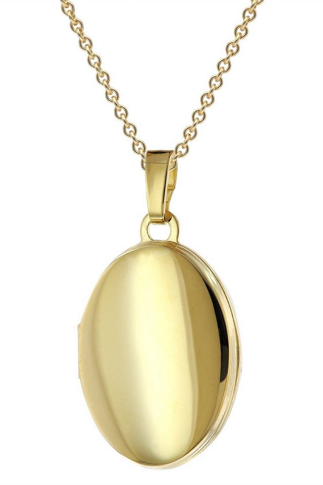 trendor Kette mit Anhänger Medaillon Anhänger Gold 333/8K Mit Vergoldeter Silberkette von trendor