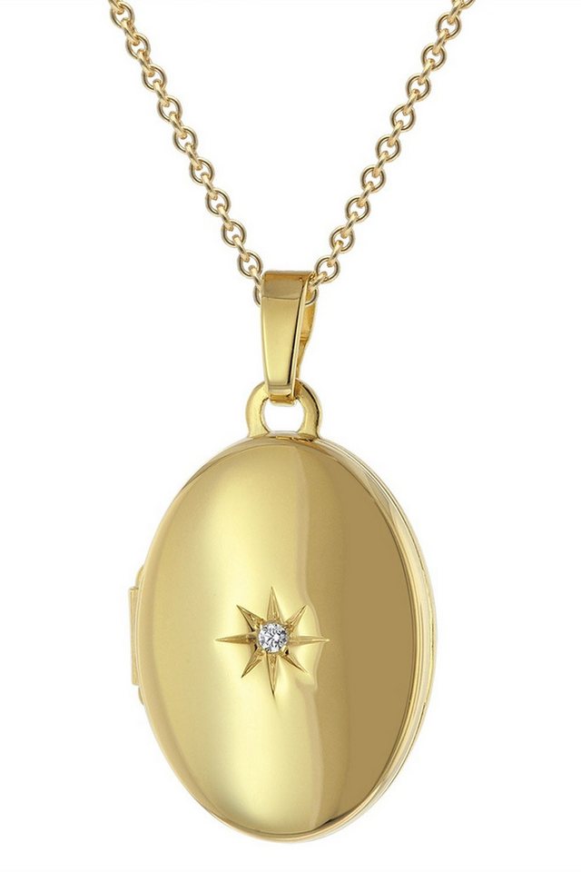 trendor Kette mit Anhänger Medaillon Gold 333/8K Mit Vergoldeter Silberkette von trendor