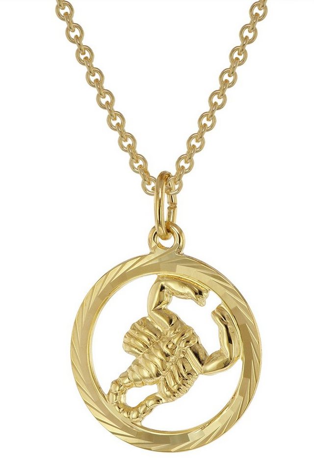 trendor Kette mit Anhänger Skorpion Gold 333 Anhänger Ø 16 mm + von trendor