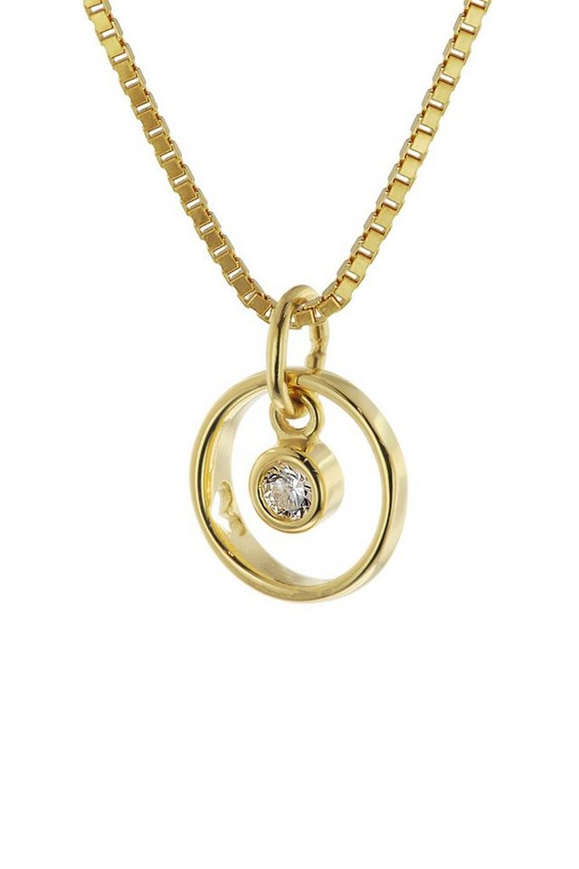 trendor Kette mit Anhänger Taufring-Anhänger Gold 333 mit Vergoldeter Silberkette von trendor