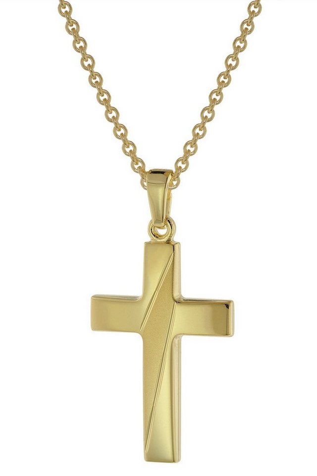 trendor Kette mit Anhänger mit Kreuz-Anhänger für Gold auf Silber von trendor